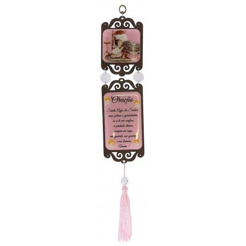 Adorno trabalhado Anjo da Guarda rosa
