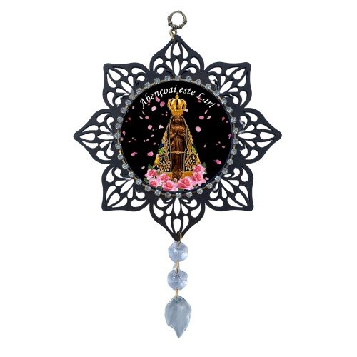 Mandala Stras Tab - Nss, Sra Aparecida fundo preto