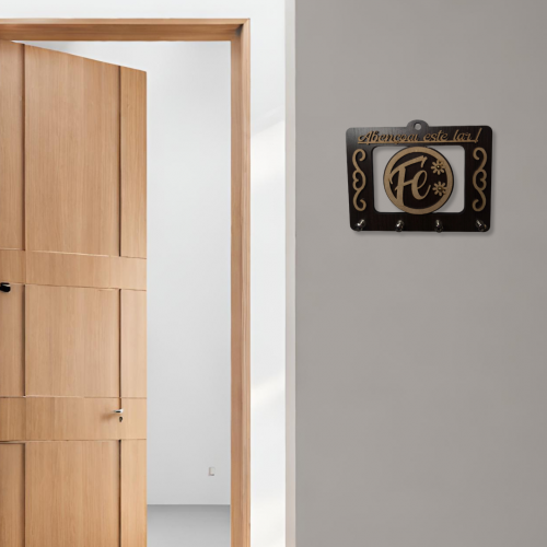 Porta chaves tabaco - mdf - Fé