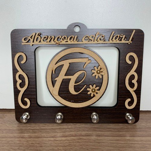 Porta chaves tabaco - mdf - Fé