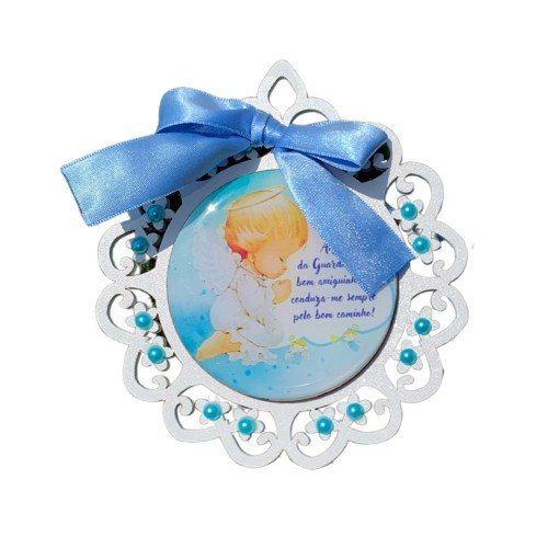 Medalhão para berço 80mm - Anjinho Azul