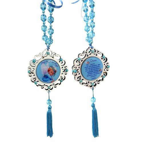 Medalhão de Berço com Perola - Anjinho Azul