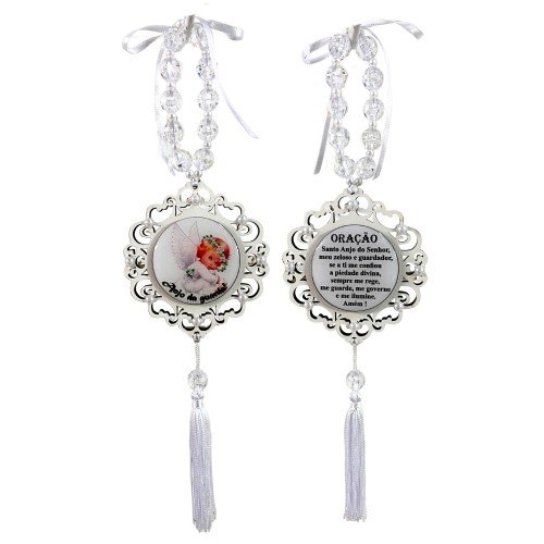 Medalhão de Berço com Perola - Anjinho Branco