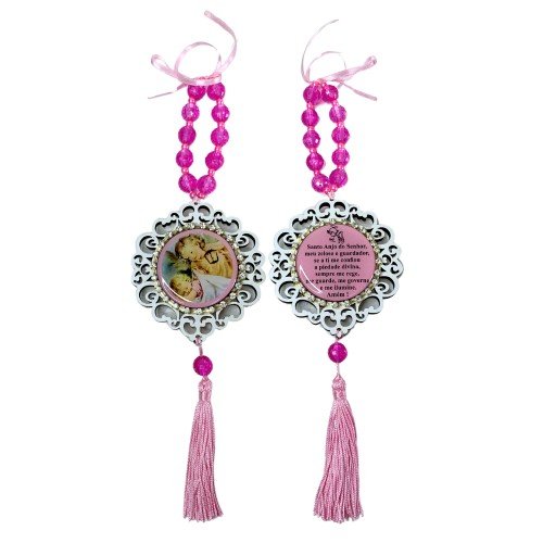 Medalhão para berço com Strass - Anjino Rosa (lanterna)