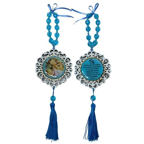 Medalhão para berço com Strass - Anjinho Azul (lanterna)