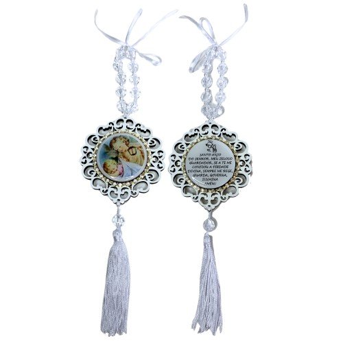 Medalhão de Berço com Strass - Anjinho Branco (lanterna)